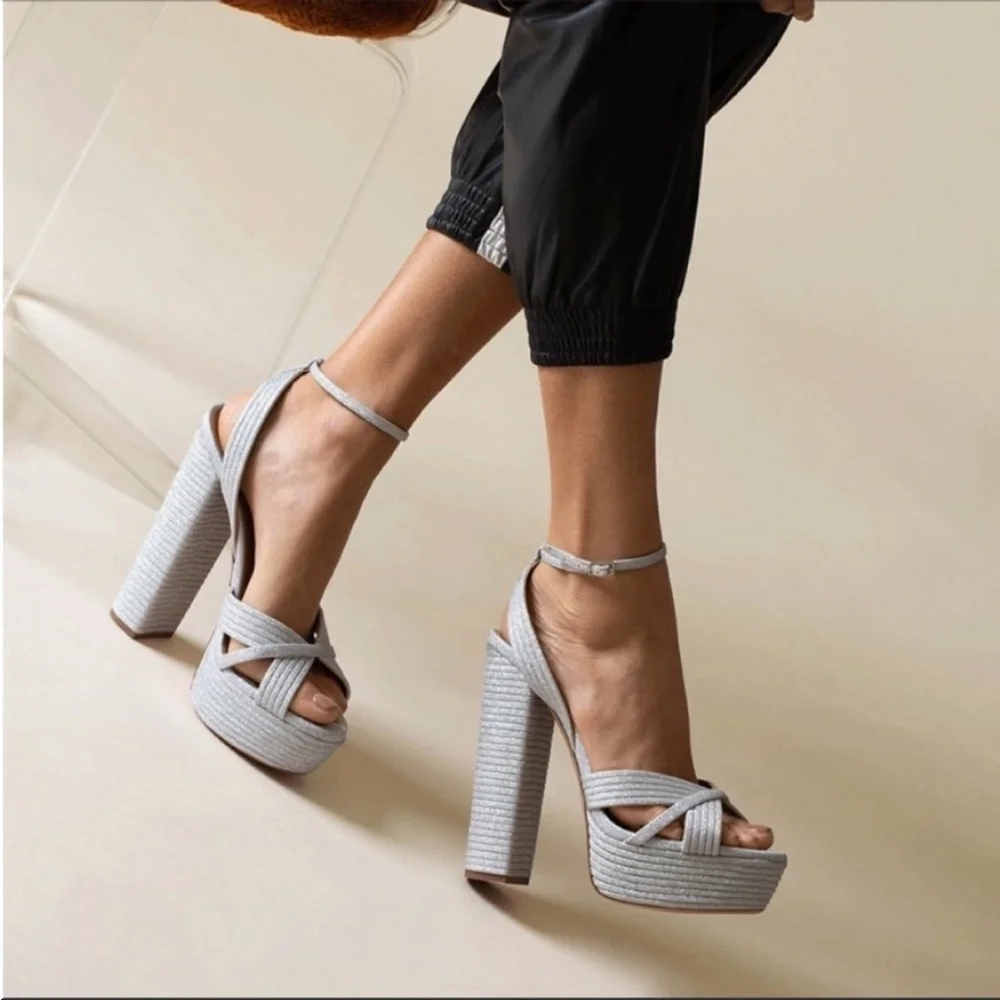 New Aquazzura Sundance Platform Glitter Sandals 40 $950